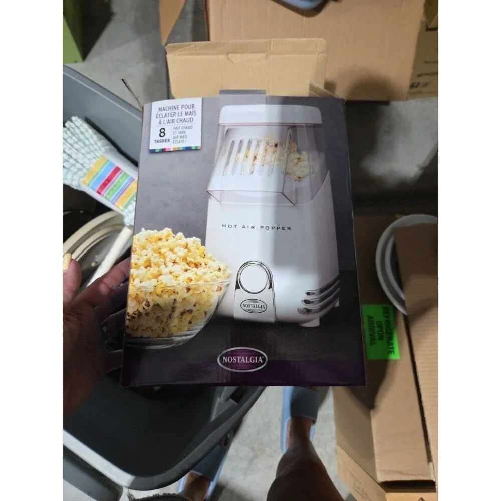 Retro 8 Cup Hot Air Popcorn Maker By Nostalgia White Boxed